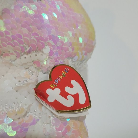Ty Flippables Unicorn Diamond EUC 10 Inches Tall White Pink Sequins - Picture 10 of 12